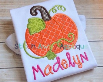 Pumpkin Swirly Vines Fall Autumn Machine Applique Design