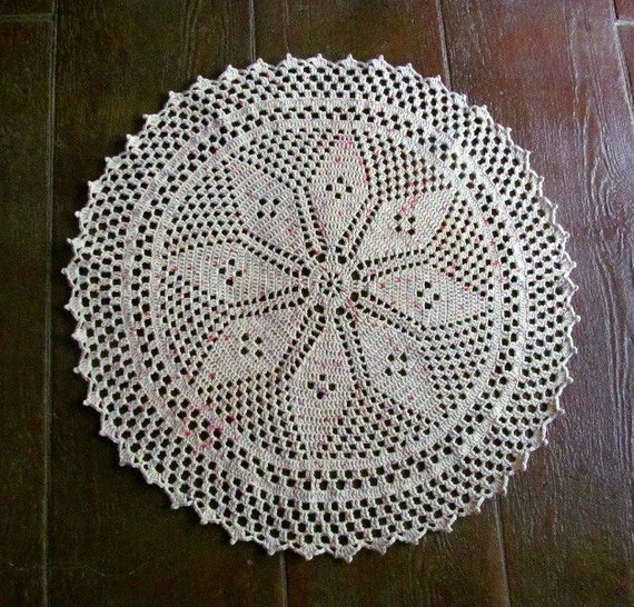 Crocheted Doily Rug Pattern Star Center 36 Rug 100%