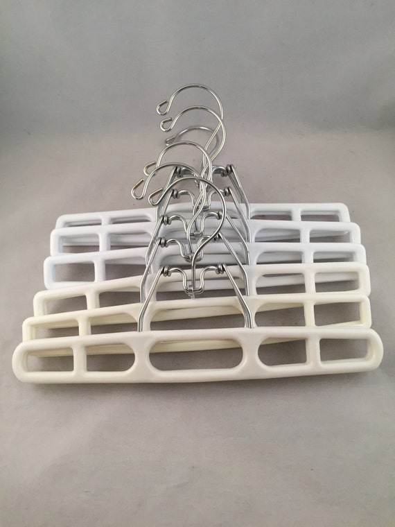 Plastic White Clamp Style Pant Hanger Skirt Hangers Set of 6