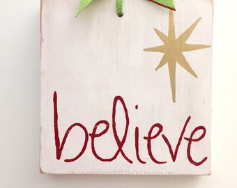 Christmas Believe sign, Christmas wood sign, Believe wooden sign, Christmas decor, xmas decorations, Christmas decorations, Christmas gift