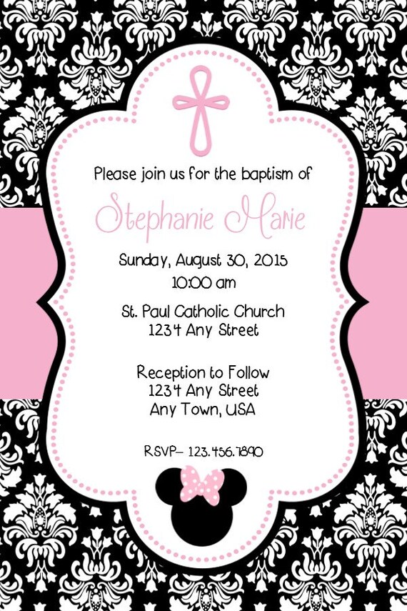 Minnie Mouse Baptism Invitation