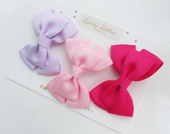 3 Double Ribbon hair clip set of 3. You by LovelyLittlesandCo