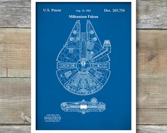 Patent Print, Star Wars Millennium Falcon, Star Wars Patent Poster, Star Wars Patent Print, Rogue One, Star Wars Art, P153