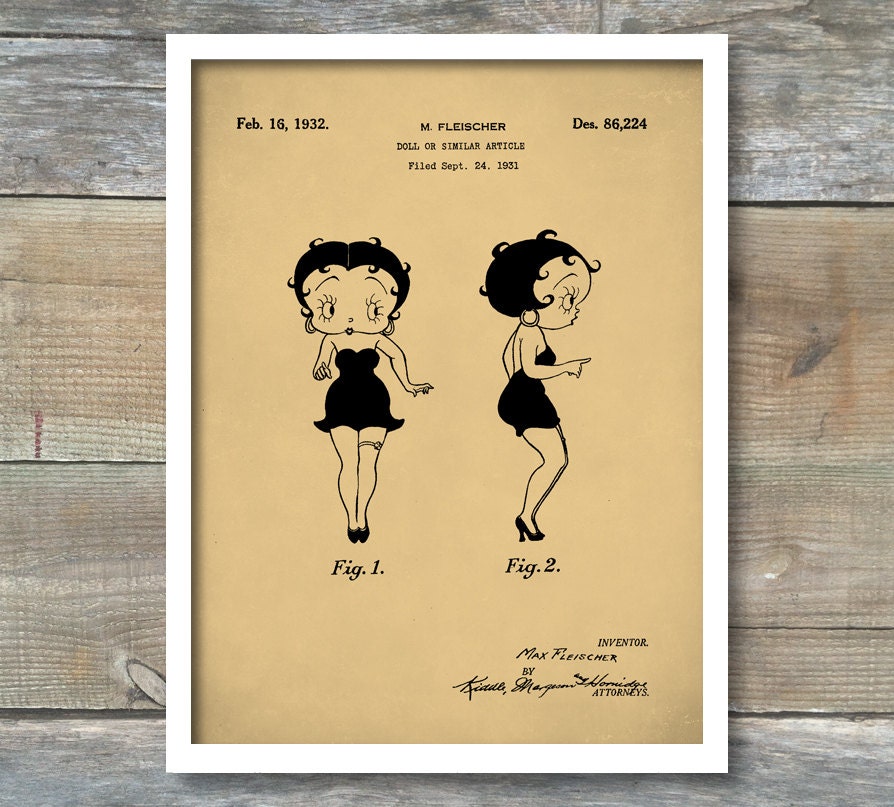 Patent Print Betty Boop Poster Betty Boop by NeueStudioArtPrints