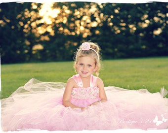 On Sale! Pink Flower Girl Dress, Pink Tutu Dress, Pink Tulle Dress, Pink Dress, Pink Wedding, Pink