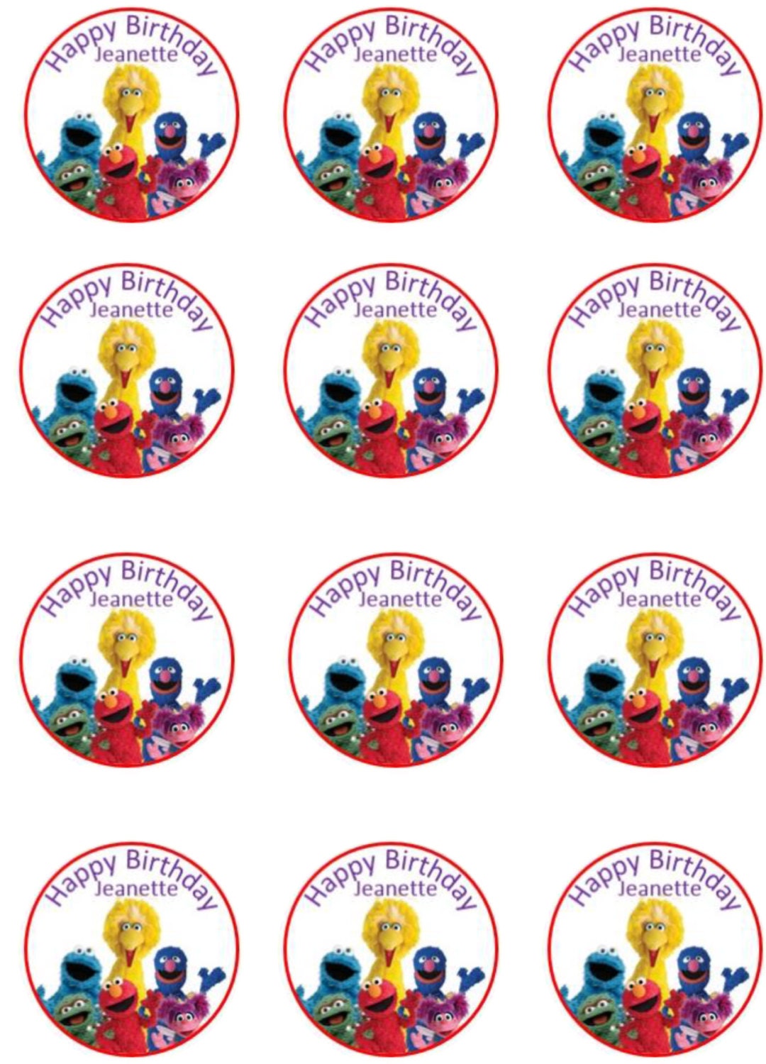 Sesame Street Edible Image Cupcake Toppers