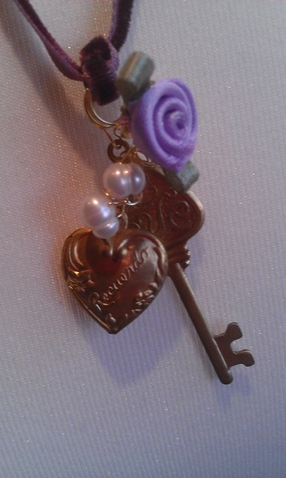 Keepsake Ribbon Charm Pendant Victorian Style Velvet Ribbon