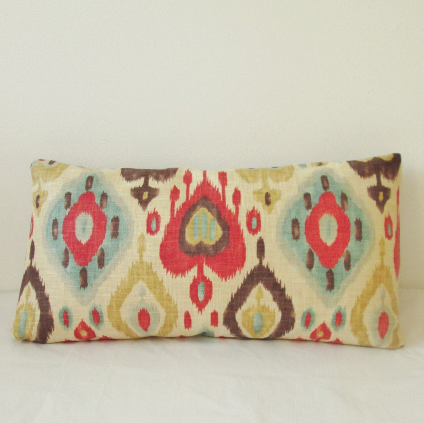 Ikat Decorative Pillow Cover 12x20 Lumbar by IndigoBlissBoutique