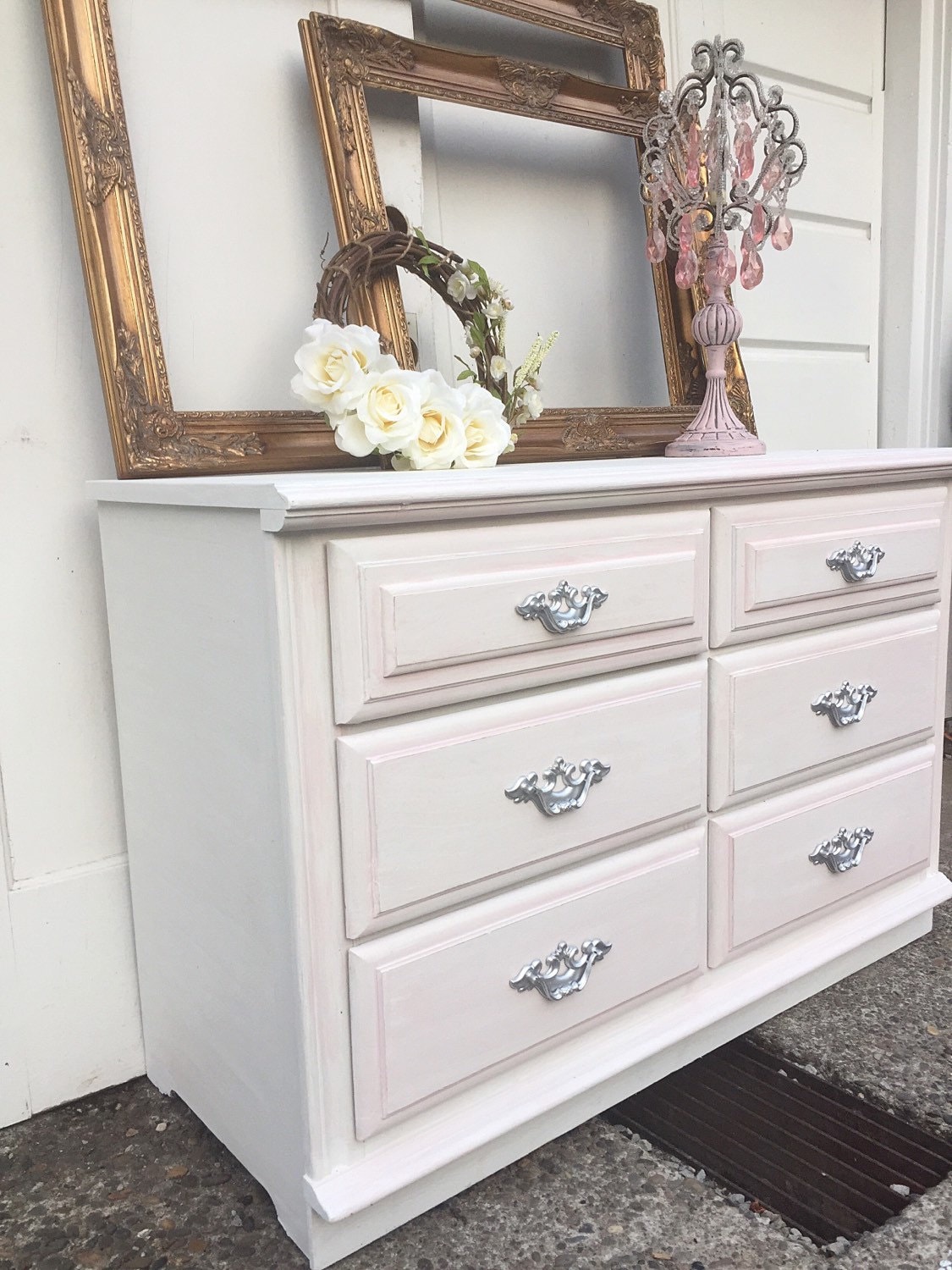 CHALK PAINTED FURNITURE White with Pink Vintage by ...