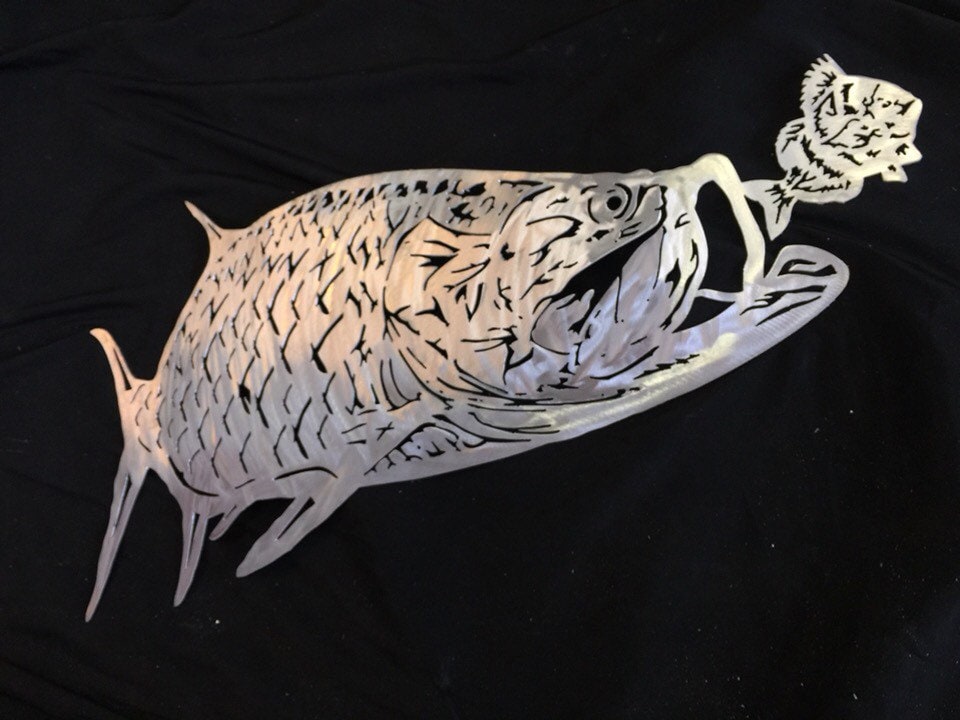 Tarpon chasing metal fish art wall art by Islandlifemetalworks