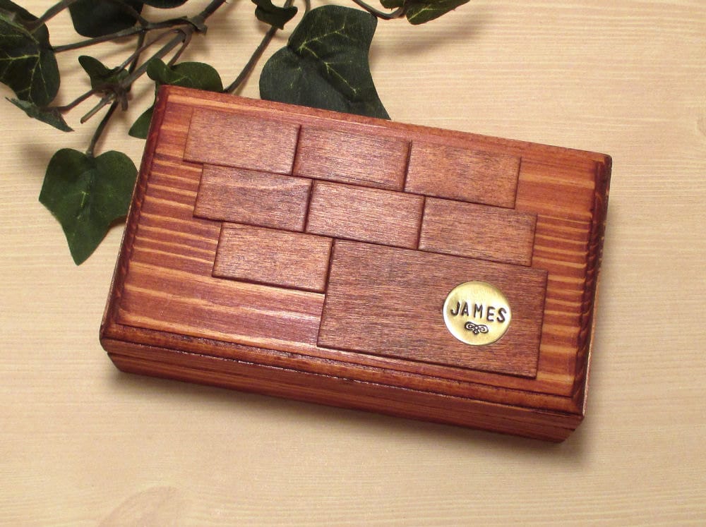Birthday Gift for Him Mens Jewelry Box Personalized Wood
