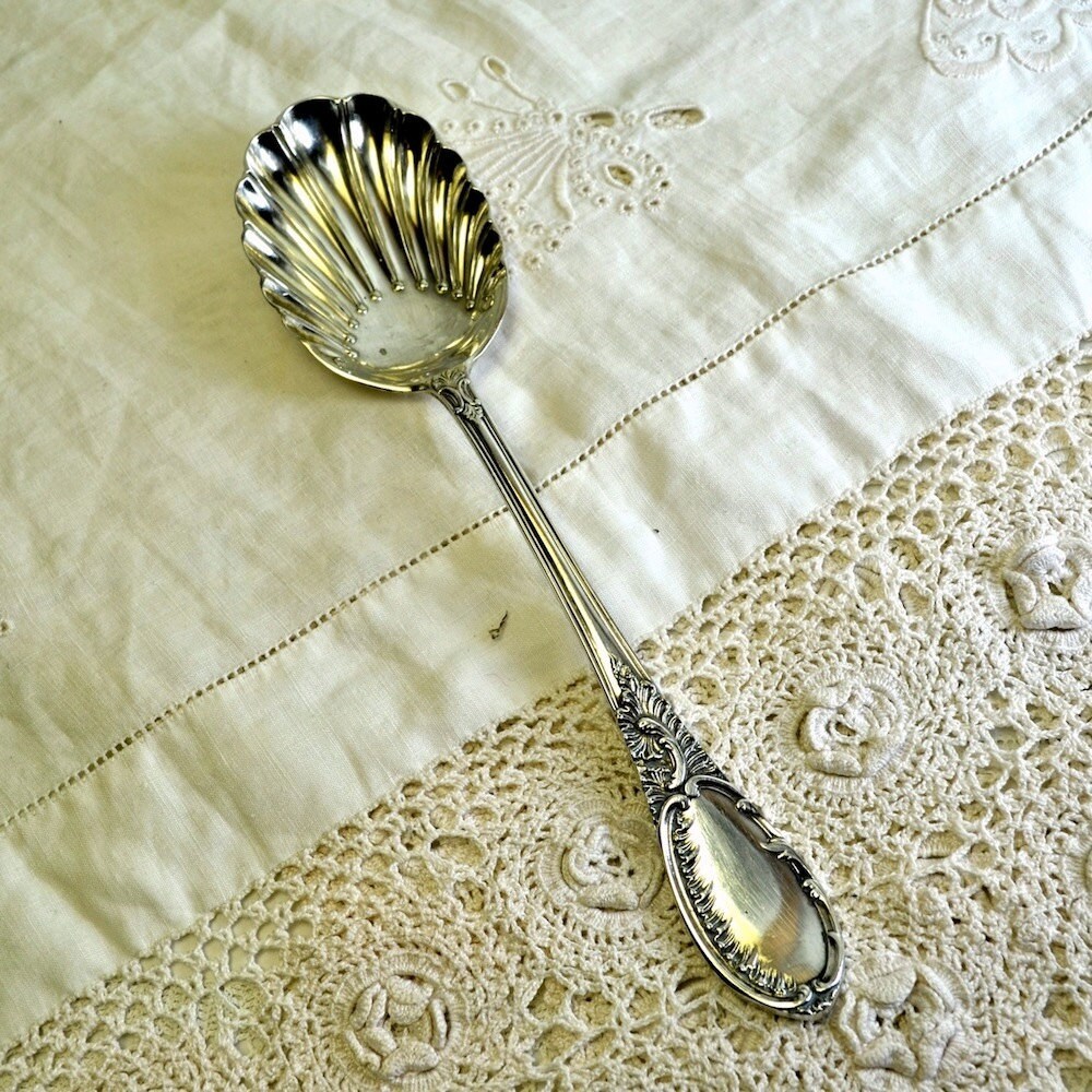 Sheffield Silver Plated Serving Spoon Scalloped Shell EPNS