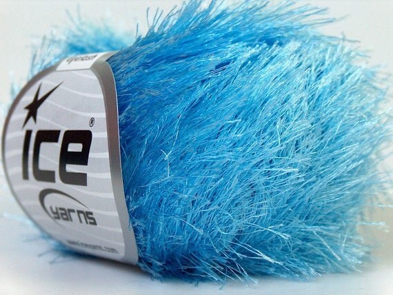 Light Baby Blue Eyelash Yarn, Light blue fun fur yarn, Novelty Yarn ...