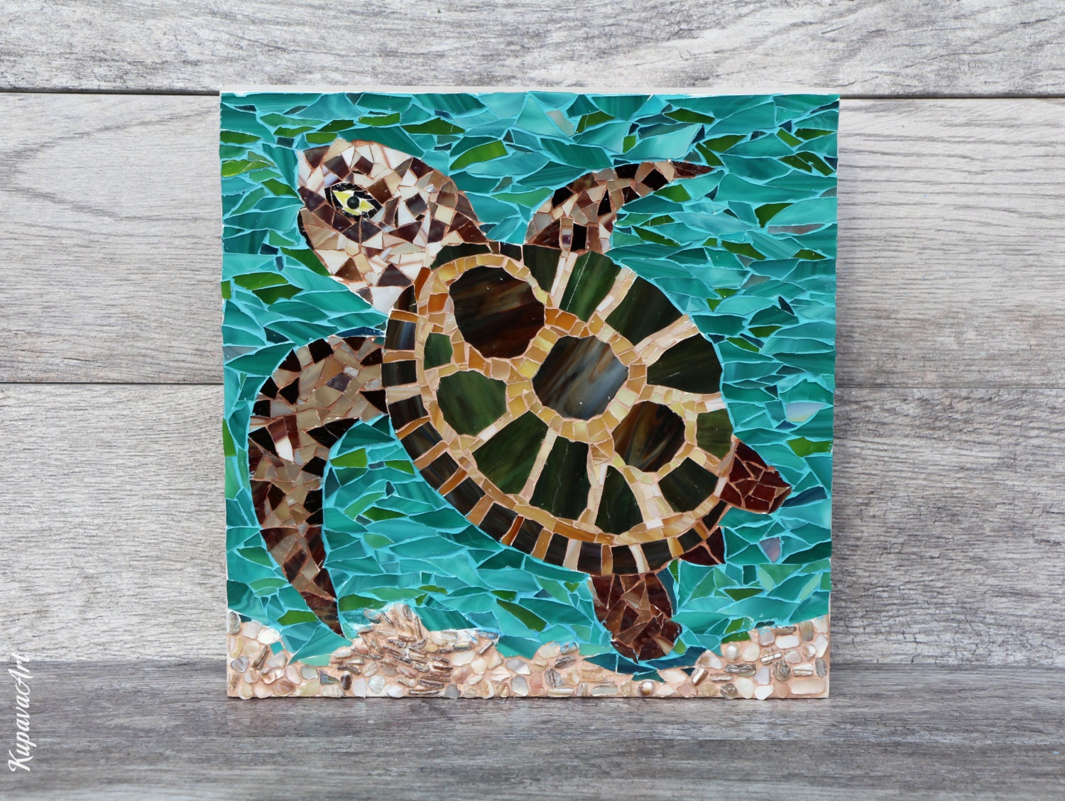 Made to order. Beautiful Mosaic. Turtle. Wall mosaic by KupavaArt