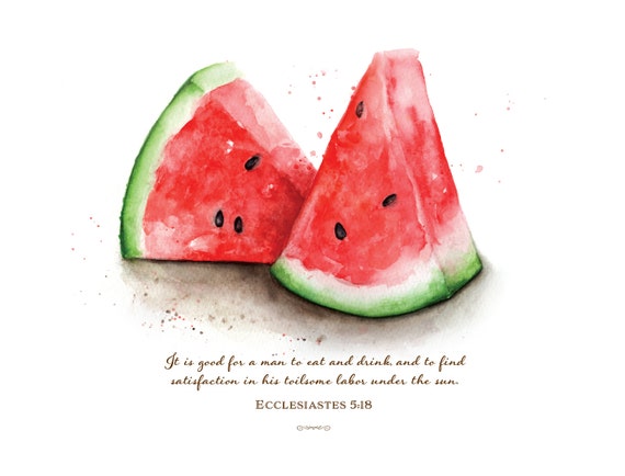 a watermelon a fish and a bible