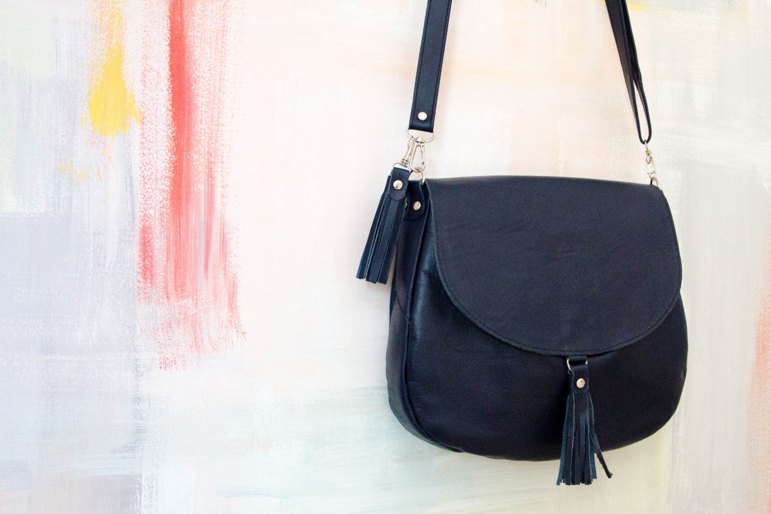 navy blue crossbody bag leather