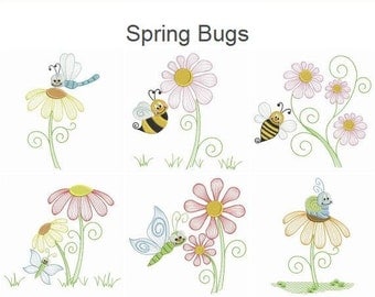 Spring Bugs Machine Embroidery Designs Instant Download 4x4 5x5 6x6 hoop 10 designs SHE5053