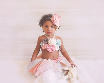 Baby tutu dress, birthday, photoprop, crochet tutu top, take home outfit, vintage, cake smash, shabby chic, baby shower gift