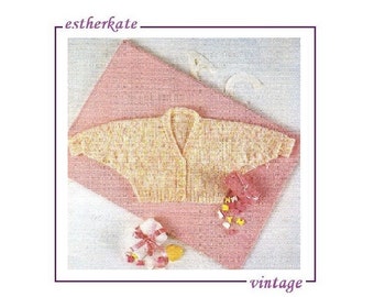 VINTAGE machine knitting pattern pdf, baby dolman cardigan, 16 - 22 inch chest, INSTANT DOWNLOAD
