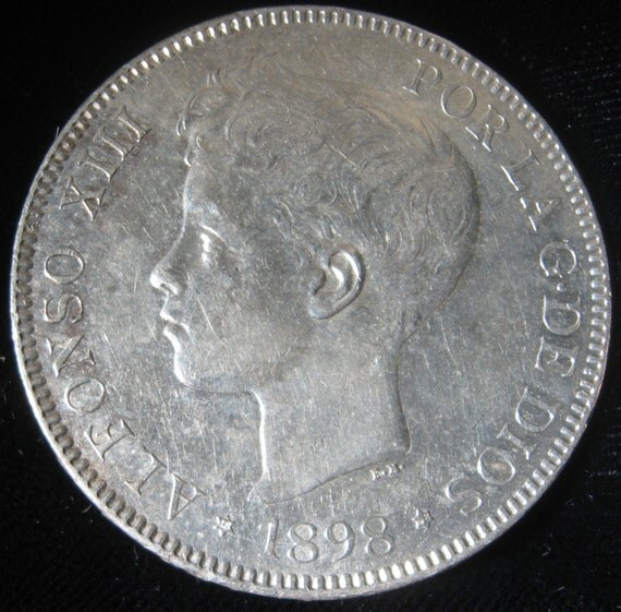 Spanish Silver Coin 1898 Spain Alfonso XIII Rey by ThatsOldMoney
