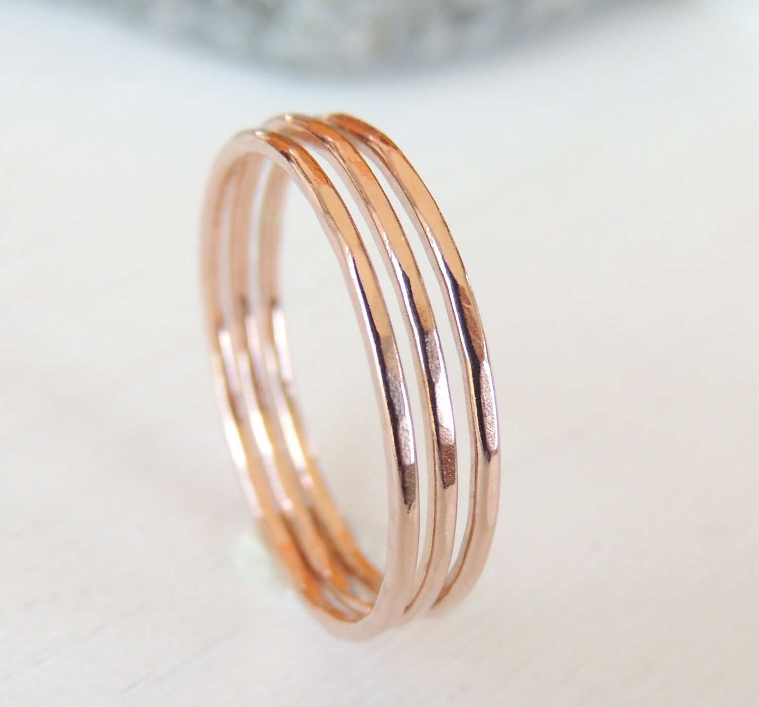 Rose Gold Rings Ring Set 14k Rose Gold Stacking Rings by Luxuring