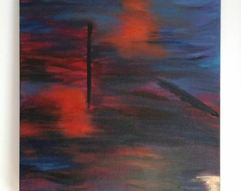Abstract Art. Reflections. Original Acrylic Painting by Jodilynpaintings. Large 20x24 stretched canvas. FREE WIRING INCLUDED!!
