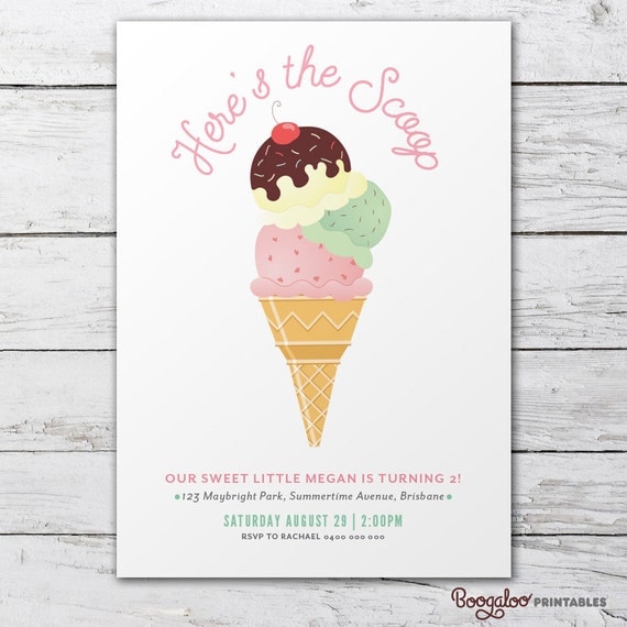 Ice Cream Birthday Party Invitations Free 1