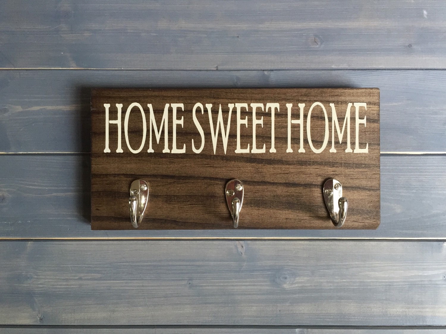 Home Sweet Home Key Rack Key Holder Stained and Hand