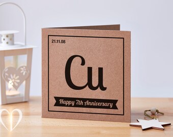 Personalised 7 Year Anniversary Card, 7th Anniversary Card, Copper Anniversary Card, Nerd Anniversary Card, Custom Anniversary Card