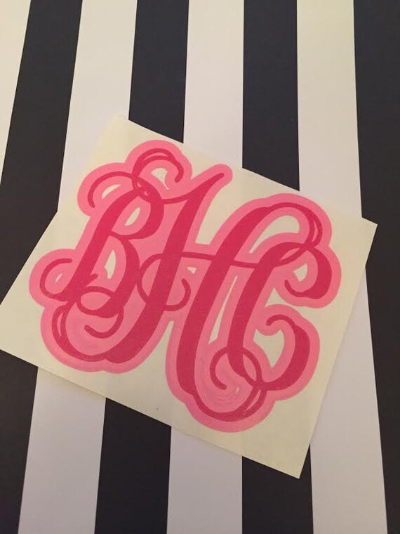 Double Layer Monogram Decal Monogram Vinyl Decal by aNnMonograms