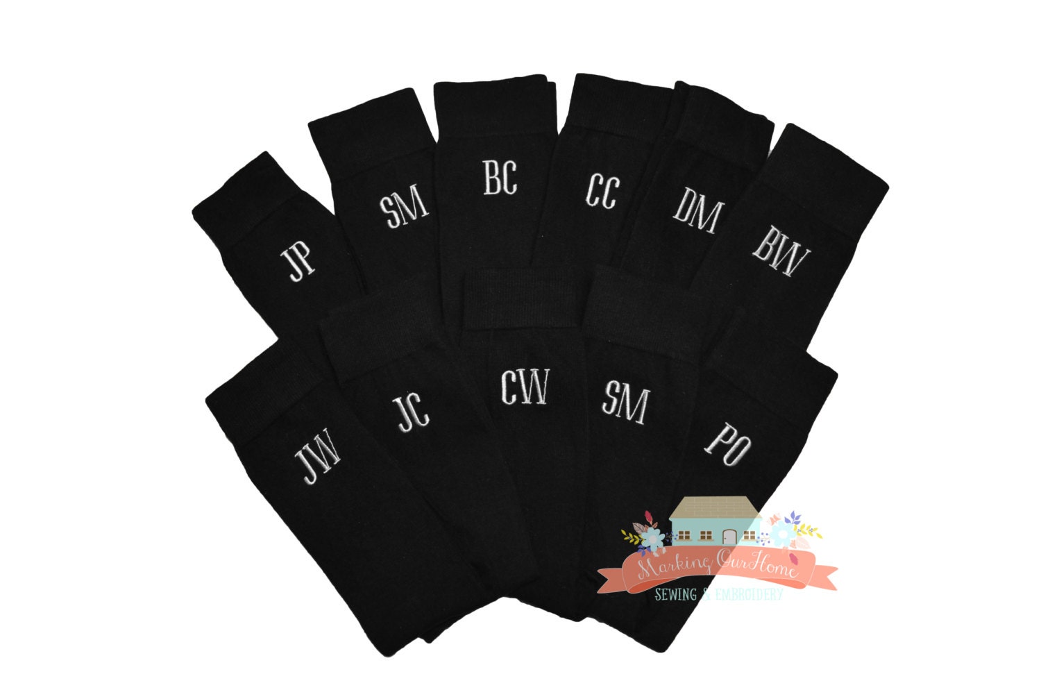 Monogrammed Men's BLACK Dress Socks by MarkingOurHome on Etsy
