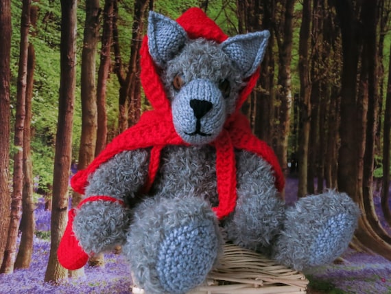 Rag Doll Wolf Welbie /hand knitted wolf/collectible decorative