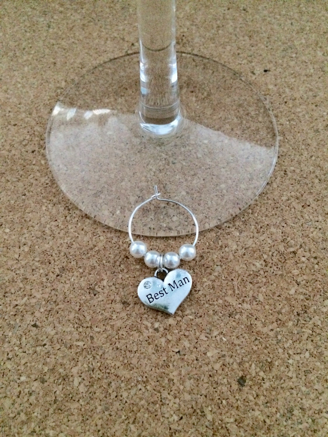 BEST MAN WINE Glass Charm Holder Swarovski Crystal