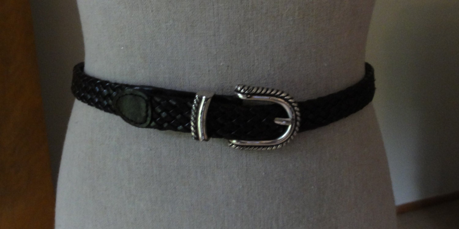 Black Leather Braided Belt without notches Accented with Matching ...