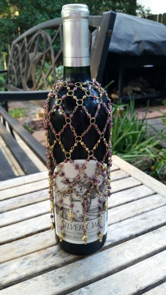 purple and gold charms wine bottle jacket purple and gold charms wine bottle jacket