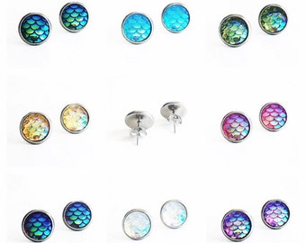 HYPOALLERGENIC EARRINGS Mermaid Earrings 10mm MEDIUM Stud Earrings (Surgical Stainless Steel)