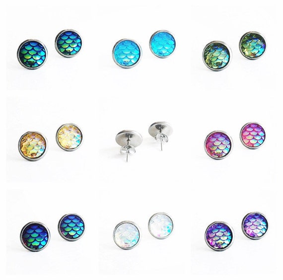 Hypoallergenic Mermaid Stud Earrings 10mm (Surgical Stainless Steel)