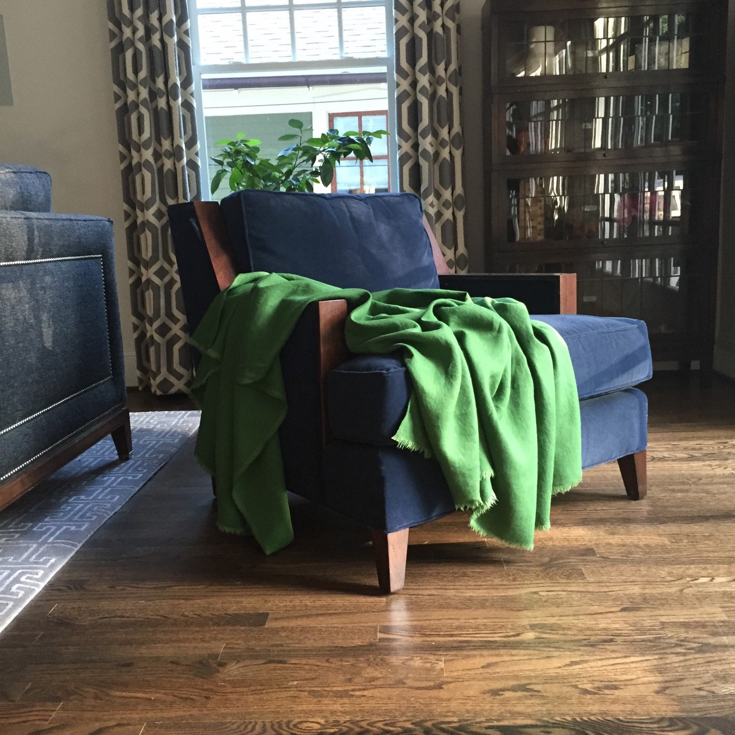 Green Linen Throw Blanket Kelly Green Blanket by MarketLinen