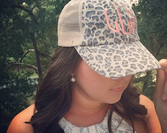 Monogrammed Leopard Trucker Hat