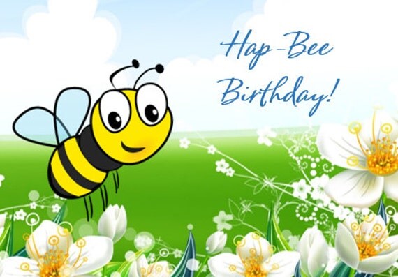 Items similar to Bee Birthday Card. Belated Birthday Card, Hap-Bee ...