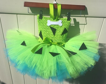 Pebbles Costume, Flinstones girl costume, Pebbles tutu dress, Flinstones tutu dress, Girls Halloween Costume, Halloween tutu, Green Pebbles