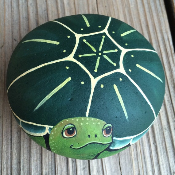 Items similar to Stone - Turtle Having a Good Day on Etsy