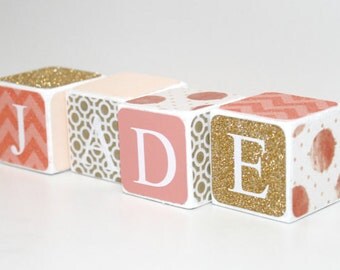 Personalized Wooden Name Baby Blocks- Letter Blocks- Age Blocks- Baby Shower Gift