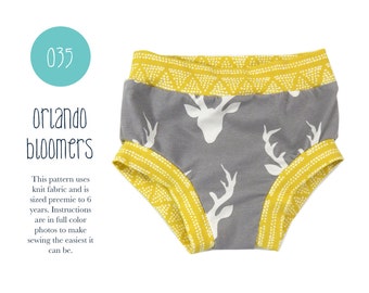 035 Orlando Bloomers PDF Sewing Pattern Baby Boy Girl Kid Knit Diaper Cover Underwear Panties Newborn- 6T Sadi & Sam