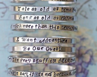 Tale as Old as Time Skinny Cuff Bracelet - Fairy Tale Jewelry | Fairy Princess inspired jewelry | Personalised Bracelet|