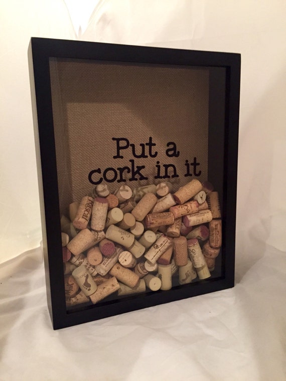 11x14 Wine Cork Holder Display Shadow Box with Burlap