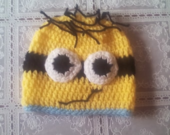 Crochet minion hat , newborn minion hat, boy minion hat, crochet minion hat ,baby boy hat ,newborn boy hat