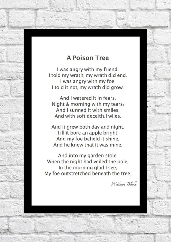 Items similar to William Blake - A Poison Tree - Inspiring Poem - Art ...