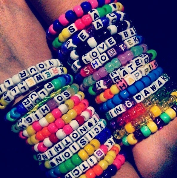 Kandi Bracelet RANDOM Sets // All with Words // Rave Kandi