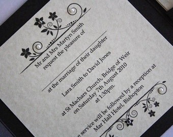 Chocolate Vintage Style Pocketfold Wedding Invitation